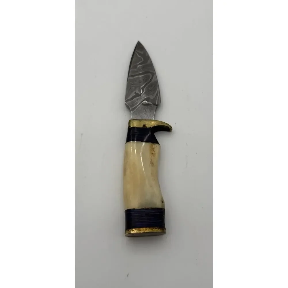 Handmade Damascus Steel Fixed Blade Knife w/ Leather Sheath – Pakistan Made NEW